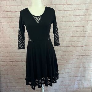 Free People womens dress black open lace long sleeves size S